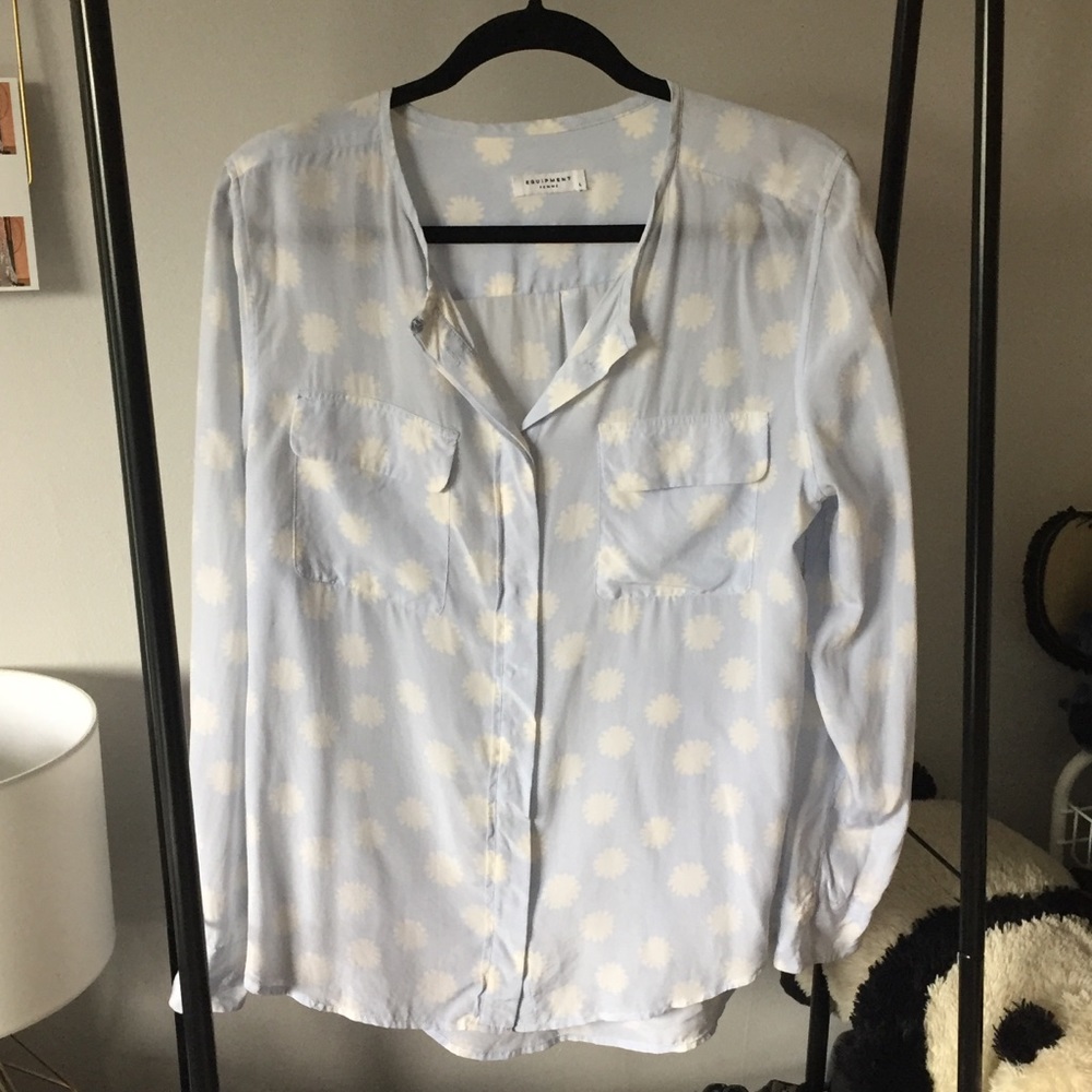 Equipment Femme long sleeve silk top L